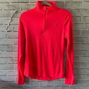 Neon pink under amour athletic quarter zip jacket